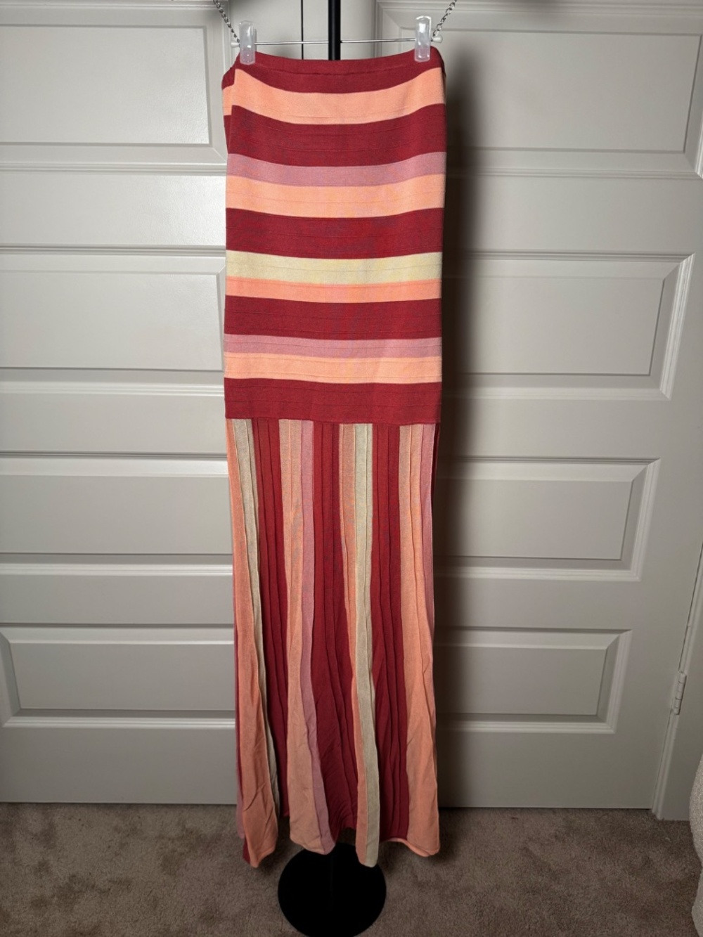 Karen Millen Striped Bardot Knit Maxi Dress IN MEDIUM - Picture 5 of 6